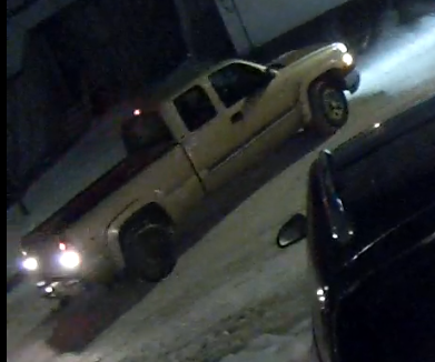 Calgary police are asking the public for help in finding two people thought to be involved a vehicle and home break-and-enter last month. They are thought to have been driving a gold, two-door GMC Sierra. (Courtesy Calgary police)