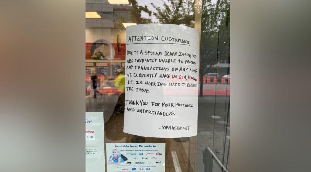 A sign at the entrance of a London Drugs in Broadway and Cambie in Vancouver on Sunday, April 28, 2024