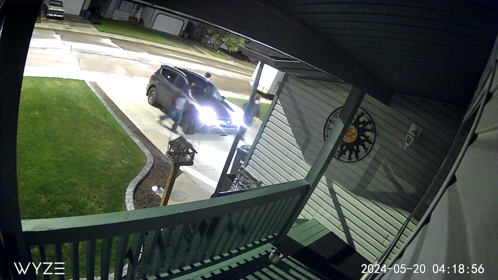 Calgary-area RCMP are warning residents about a rising trend of property crime in the area. Surveillance footage shows suspects and a suspect vehicle in various home break-and-enters. (Courtesy Alberta RCMP)