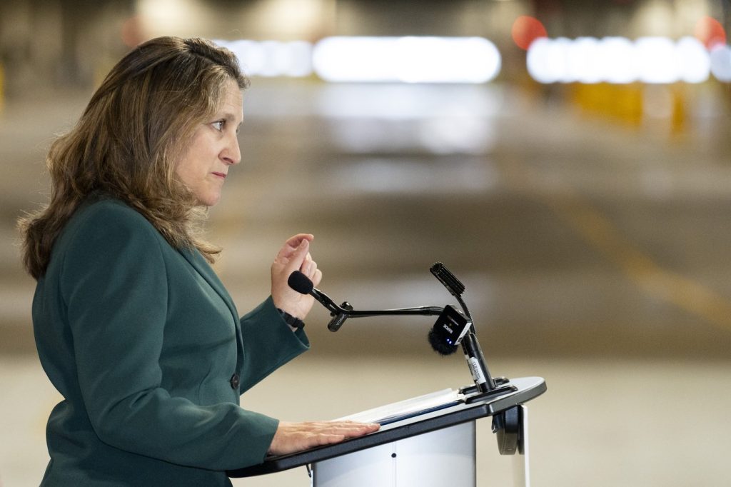 Capital gains proposal to be presented to Parliament on Monday, Freeland says