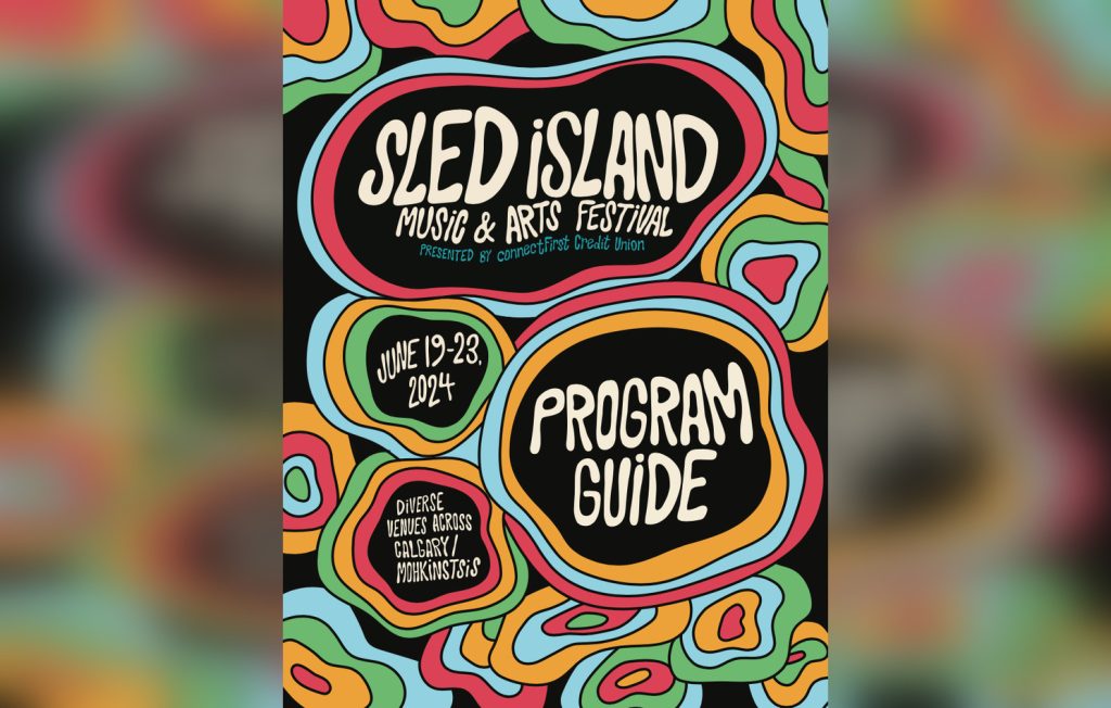 The poster for Sled Island 2024 happening in Calgary from June 19-23.