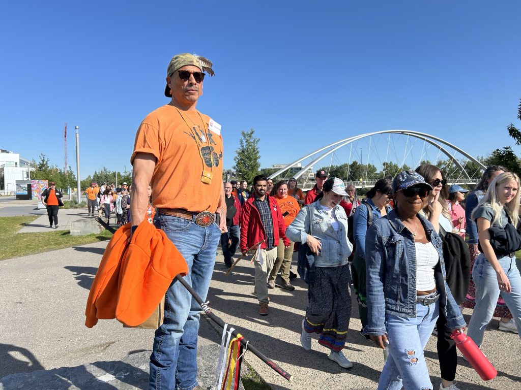 Calgarians participate in the annual Walk for Reconciliation on National Indigenous Peoples Day on June 21, 2024. (Phoenix Phillips, CityNews image)