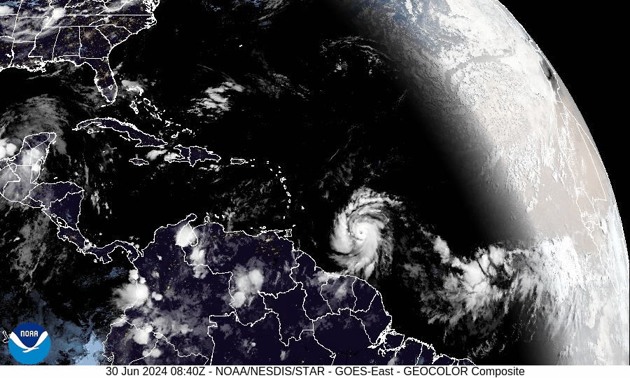Hurricane Beryl now a Category 4 storm as it nears the southeast Caribbean