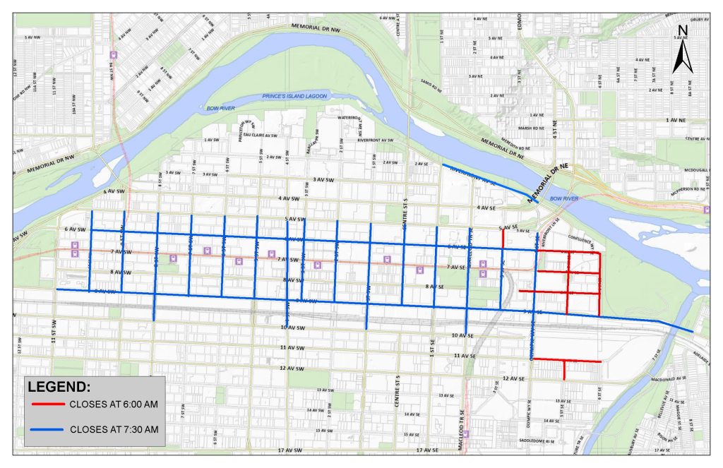 Several roads in Calgary's downtown core will be closed for the Stampede Parade on Friday, July 5, 2024. (City of Calgary)