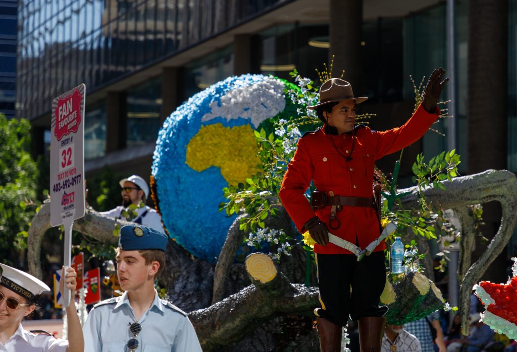 Ismaili Muslims : Canada Strength in Diversity, a float at the 2024 Stampede Parade, makes it way down 9 Avenue in in downtown Calgary