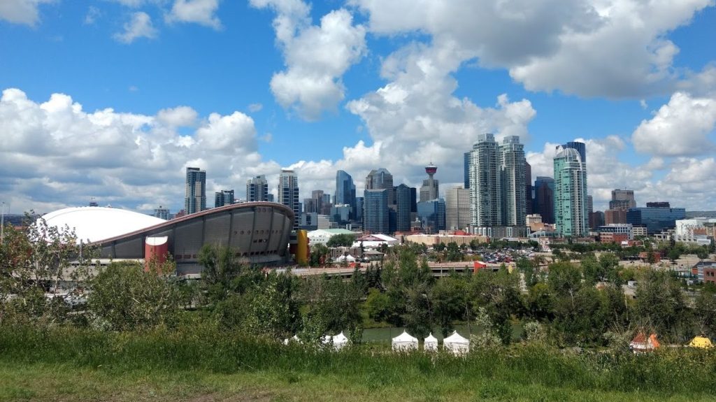 Downtown Calgary and the Scotiabank Saddledome from the top of Scotsman's Hill. Wednesday, July 4th, 2018. (CityNews file image)