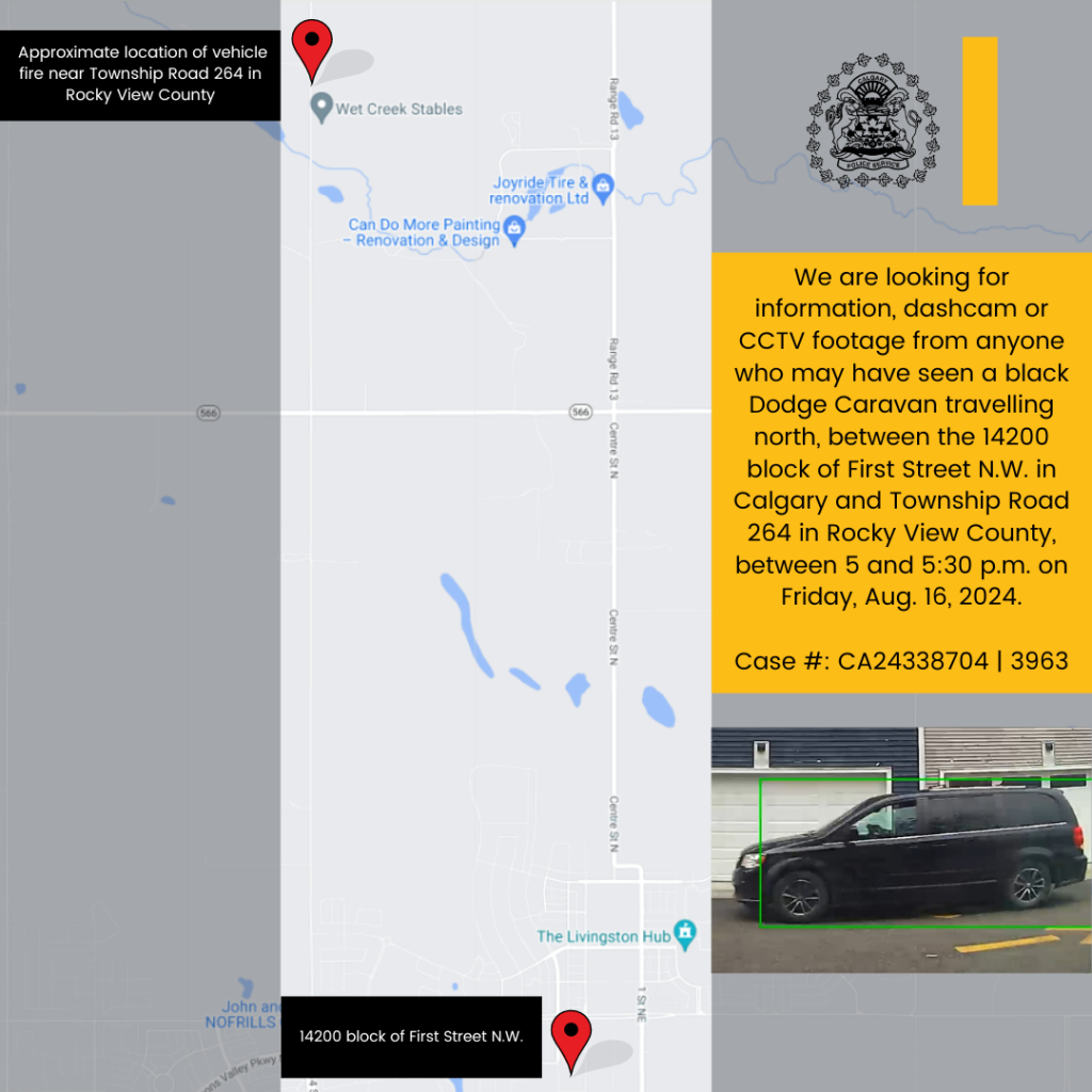 A map of the area of 14200 block of 1 Street NW and Township Road 264 in Rocky View County