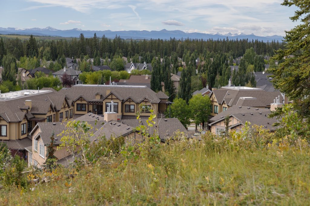 Homes stand side-by-side with trees in the Discovery Ridge neighbourhood in Calgary on Friday, Aug. 30, 2024