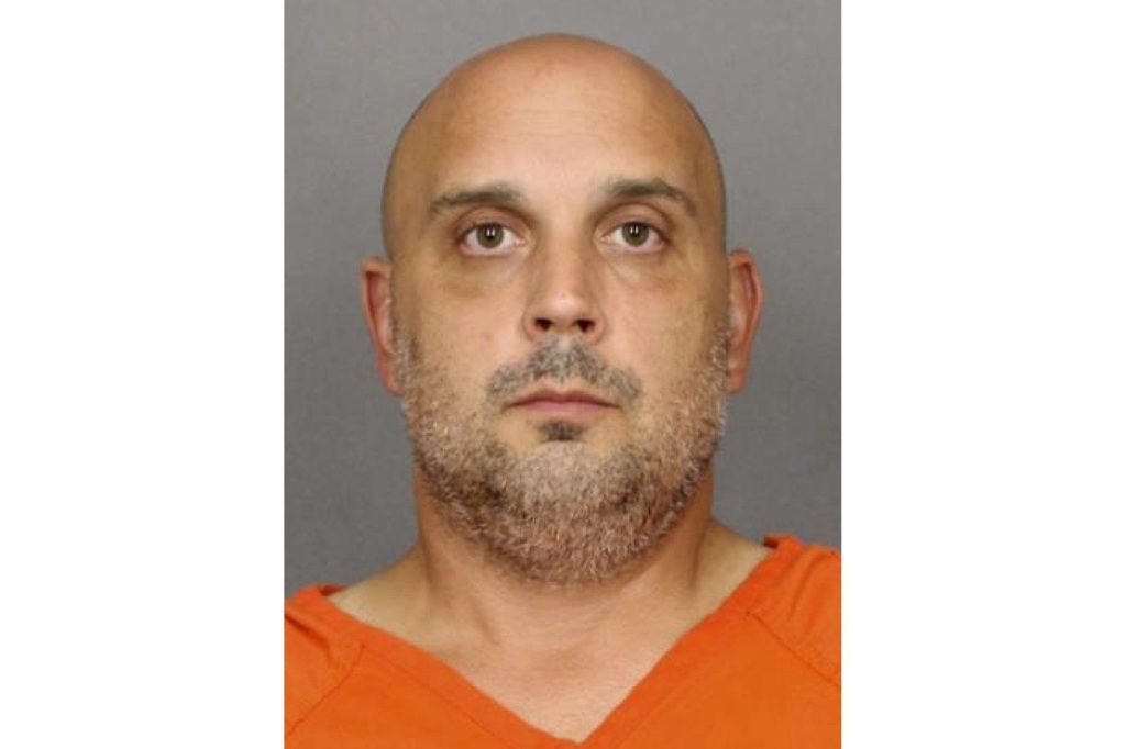 This image released by the Salem County, N.J., Correctional Facility shows Sean M. Higgins, charged with two counts of death by auto, along with reckless driving, possession of an open container and consuming alcohol in a motor vehicle, in the killings of NHL hockey player Johnny Gaudreau and his brother Matthew as they bicycled on a rural road in New Jersey on Aug. 29, 2024. (Salem County Correctional Facility via AP) Uncredited