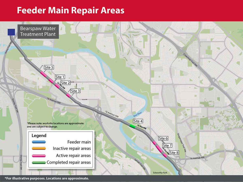 An overview of the feeder main repair in Calgary as of Sept 11, 2024