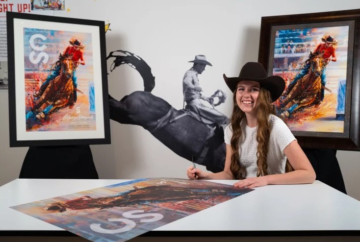 The 2025 Calgary Stampede poster has been revealed, designed by 22-year-old artist Elora Kiddle. (Calgary Stampede)