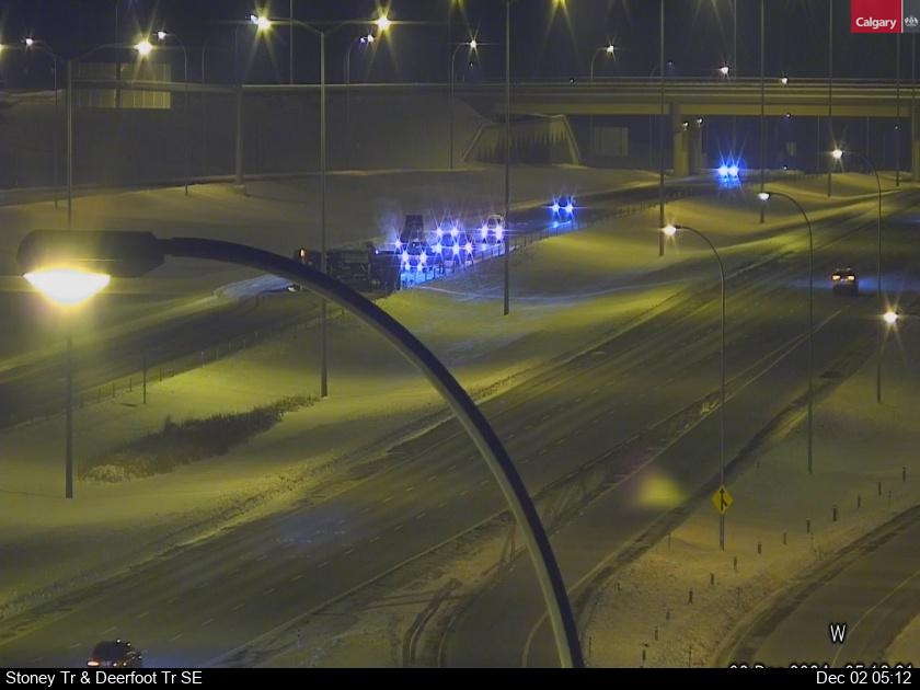 Semi rollover closes section of SE Calgary ring road