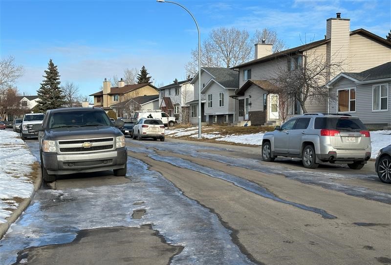 An area on Falsby Place in Falconridge, where police found a victim with stab wounds in Calgary