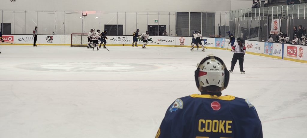 Hockey action at the 2024-25 Circle K Classic AAA hockey tournament