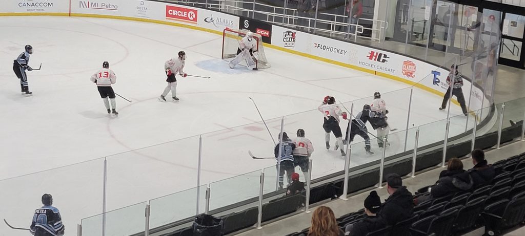 Hockey action at the 2024-25 Circle K Classic AAA hockey tournament