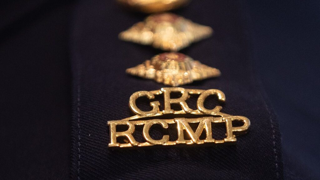 An RCMP epaulette is seen in Edmonton, Wednesday, Feb. 5, 2025. THE CANADIAN PRESS/Jason Franson