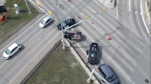 Rollover crash on Memorial Drive left one person trapped; police investigating