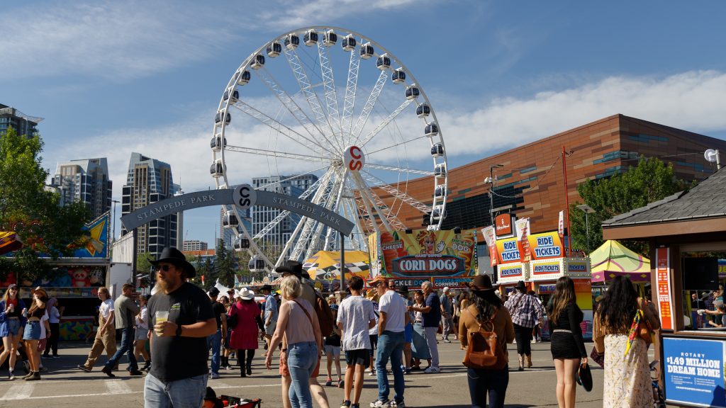 Visitors inside Stampede Park on the fourth day of the Calgary Stampede on Monday, July 7, 2025. (Alejandro Melgar, CityNews image).