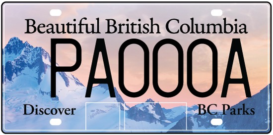 A British Columbia license plate is pictured as an example of one that is on a white Toyota connected to a fatal shooting in southwest Calgary that happened on Saturday, July 19, 2025. (CPS image)