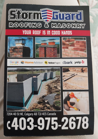 An advertisement for Stormguard Roofing & Masonry. Calgary police are investigating this home improvement company after police received reports of scams in the city