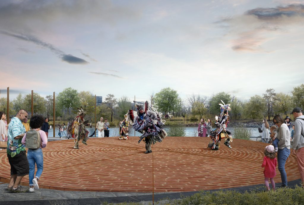 Concepts for The Wandering Spirit, a new design for Calgary's future Indian Residential School Memorial, which is set to be built at The Confluence Historic Site & Parkland near the southeast end of the city's downtown