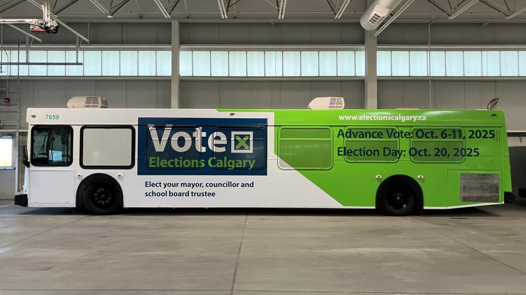The Elections Calgary Vote Bus is making its return this year after taking a hiatus during the 2021 election due to the pandemic. (City of Calgary)