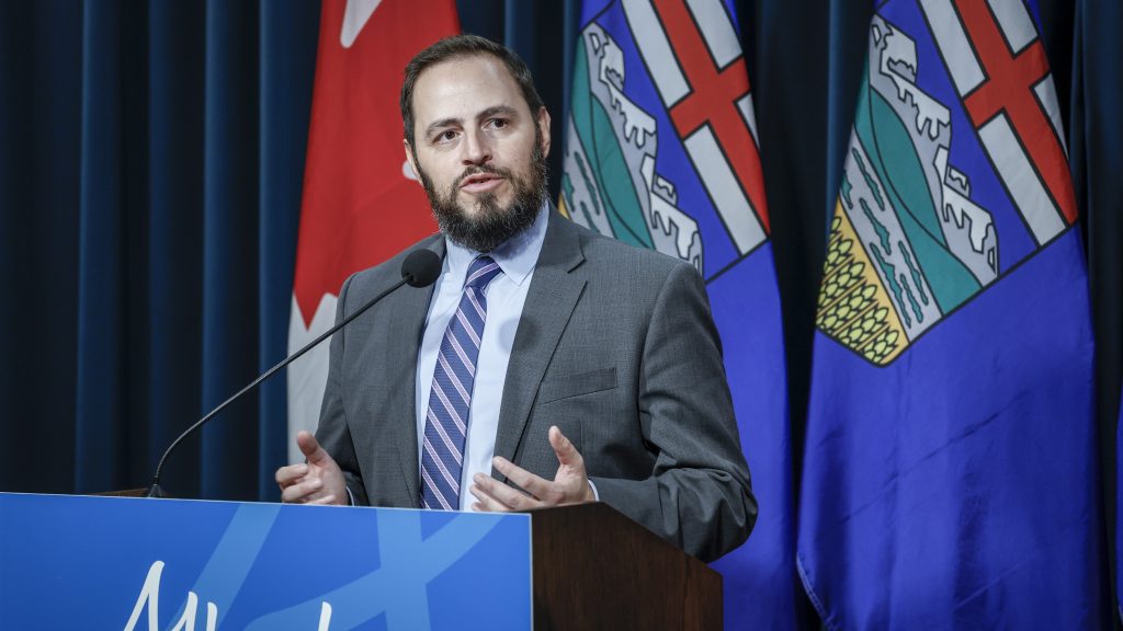 Alberta Education Minister Demetrios Nicolaides provides an update on teacher bargaining in Calgary, on Friday, Oct. 17, 2025. THE CANADIAN PRESS/Jeff McIntosh