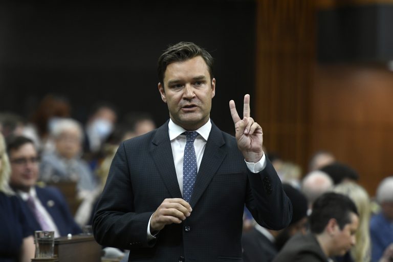 Conservative MP Matt Jeneroux rises during Question Period in the House of Commons on Parliament Hill in Ottawa on Tuesday, May 31, 2022. THE CANADIAN PRESS/Justin Tang