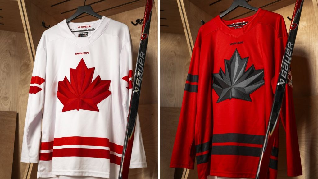 The new 2026 Team Canada Olympic and Paralympic hockey jersey is shown in this undated composite of handout photos. THE CANADIAN PRESS/Handout - Hockey Canada Images (Mandatory Credit)