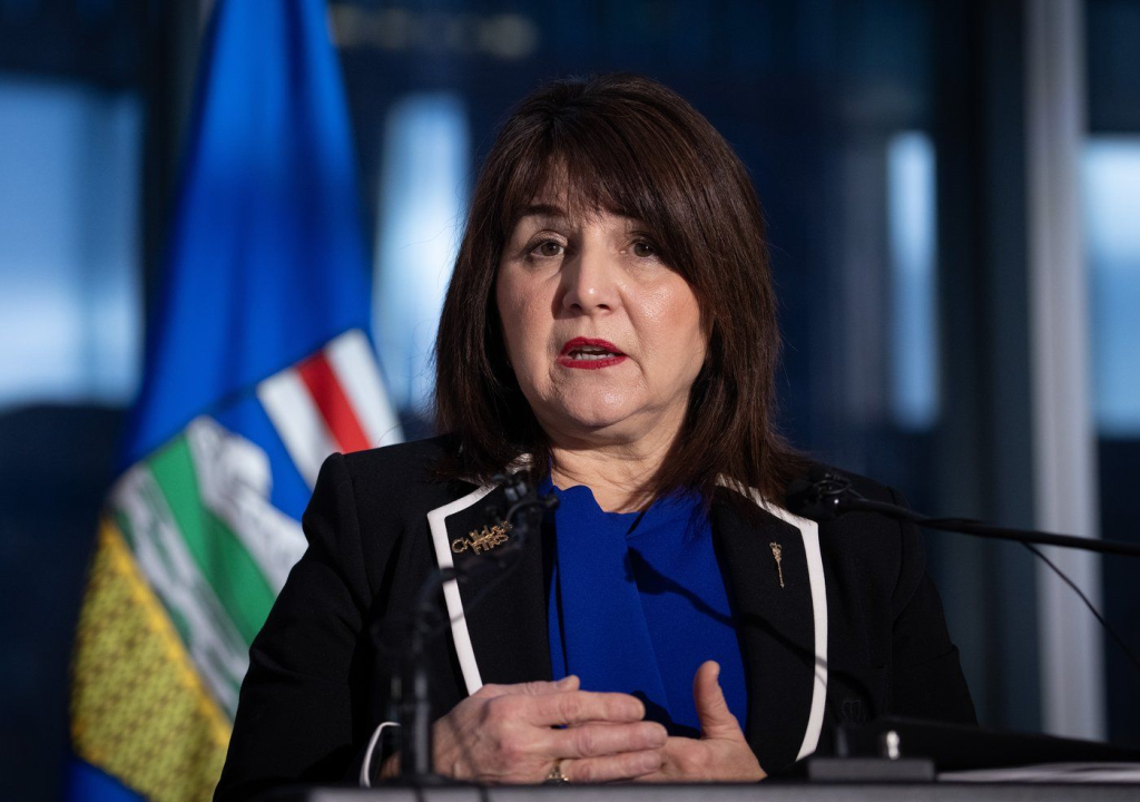 Adriana LaGrange, Minister of Health for Alberta, makes a health care announcement in Calgary